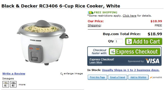 Black Decker Rice Cooker Steamer 6 Cup RC 3406 NICE!