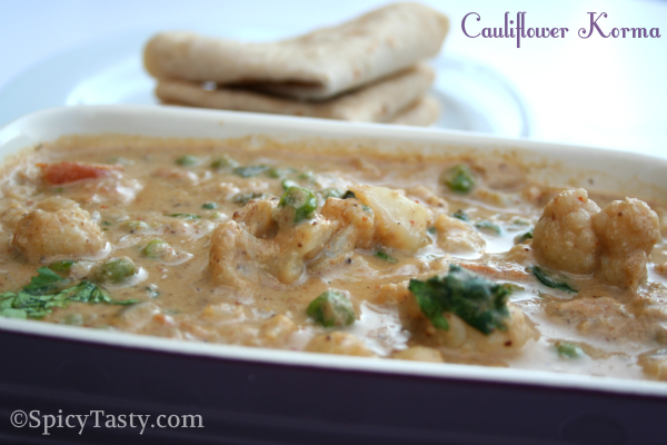 Milk / Cashew Korma Cauliflower coconut  Coconut milk korma Gravy Cauliflower with in and